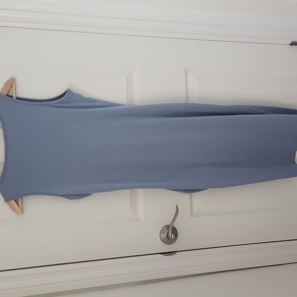 Cider Blue Ruched Midi Dress Rib Button Drawstring Curvy Large - Picture 5 of 7